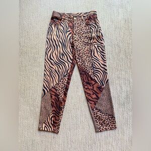 escada — vintage patchwork animal print pants